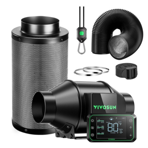 Комплект вентиляции VIVOSUN PRO G4 Smart Air Filtration Kit с GrowHub E42A и угольным фильтром